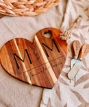 Loving Slice Board – Personalized Heart-Shaped Bamboo Charcuterie Set