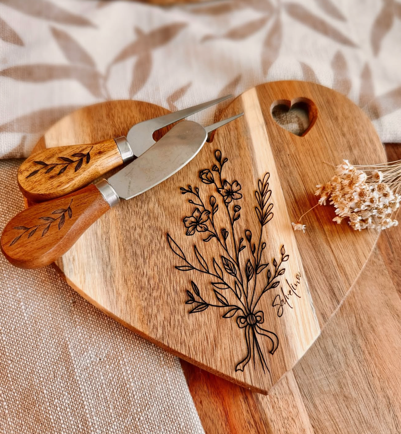 Personalized Heart-Shaped Bamboo Charcuterie Board | Oh Surprise