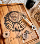 Tábua de madeira para churrasco personalizada com gravação a laser, ideal como presente exclusivo, da marca OhSurpriseGifts.