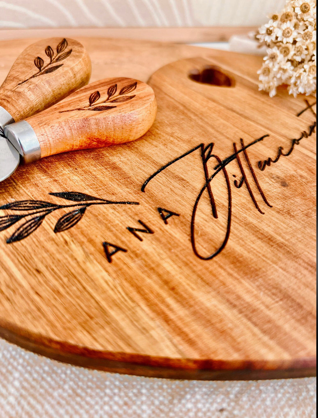 Personalized Heart-Shaped Bamboo Charcuterie Board | Oh Surprise