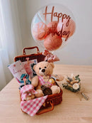 Caixa de presente personalizada da OhSurpriseGifts com ursinho de pelúcia Bear Hugs Vintage, ideal para presentes especiais.