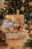 Caixa de presente rústica personalizada da OhSurpriseGifts com acabamento em estilo campestre e detalhes artesanais.